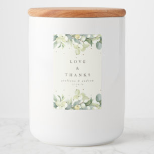 Étiquette Pour Bocaux Mariage d'hiver en crème et eucalyptus Snowberry