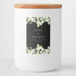 Étiquette Pour Bocaux Mariage d'hiver Eucalyptus+Snowberry noire
