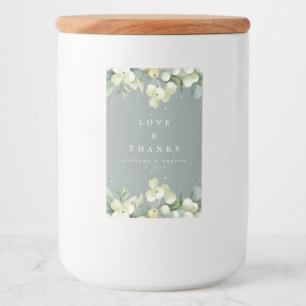 Étiquette Pour Bocaux Mariage d'hiver Seafoam Green Snowberry+Eucalyptus