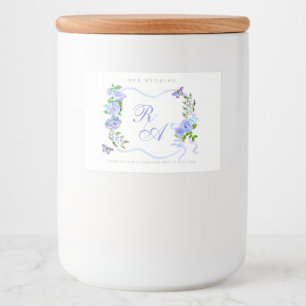 Étiquette Pour Bocaux Mariage Monogramme Ruban Bleu