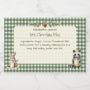 Étiquette Pour Bocaux Mélange de cacao chaud de Noël Petits Animaux Ging