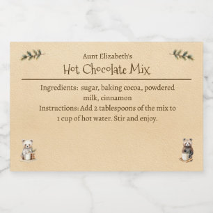 Étiquette Pour Bocaux Mélange de Chocolat Chaud de Noël pour Animaux de