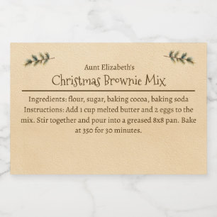 Étiquette Pour Bocaux Mélange pour préparation de brownies de Noël Perso
