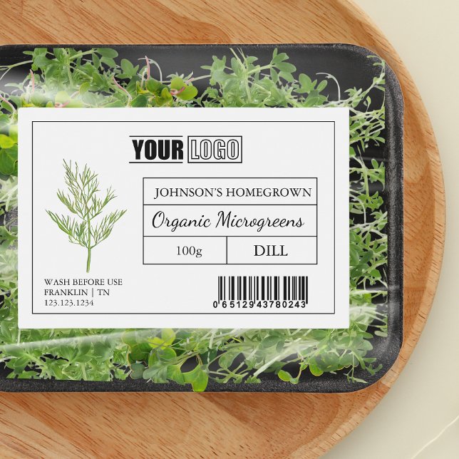 Étiquette Pour Bocaux Microgreens de logos et de codes-barres personnali (Créateur téléchargé)