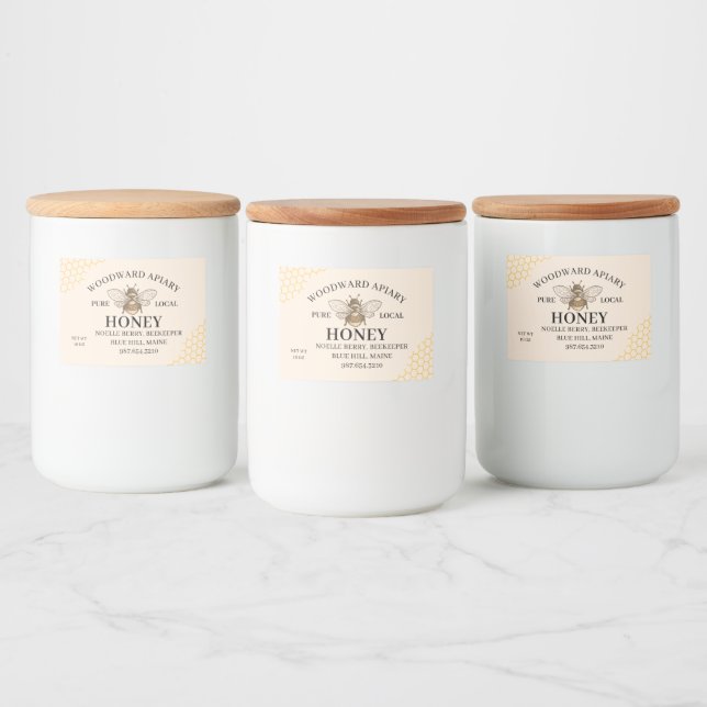 Étiquette Pour Bocaux Miel d'abeille pure locale  (Bouteilles)