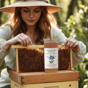 Étiquette Pour Bocaux Miel fleur sauvage 2x3" Abeilles réalistes pointil
