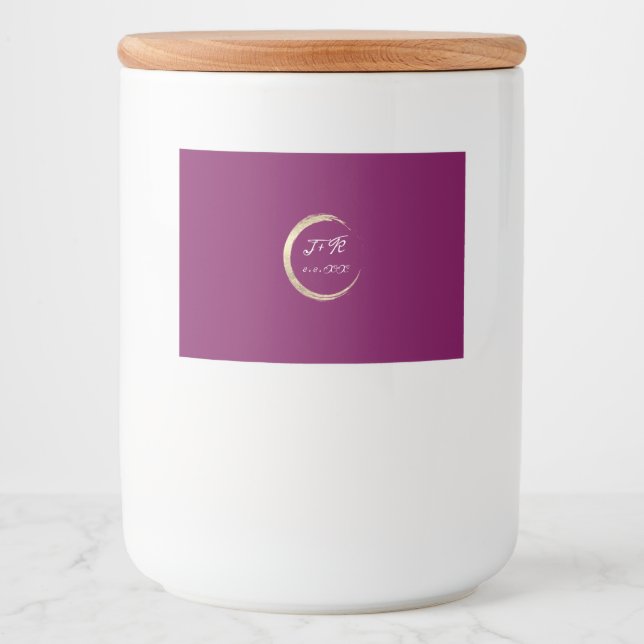 Étiquette Pour Bocaux Minimalisme Marsala White Gold Initiales Parti Fav (Devant)