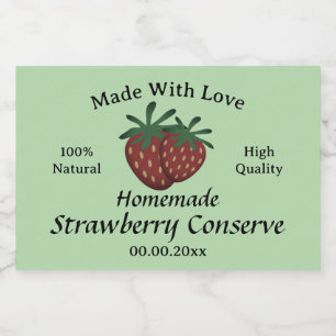 Étiquette Pour Bocaux Modèle de confiture de fraise faite avec amour