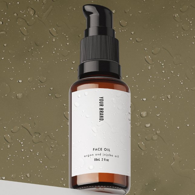 Étiquette Pour Bocaux Modern 2oz Dropper Bottle Waterproof Label (Modern waterproof product label in black & white  - great for skincare and cosmetics *verify size)