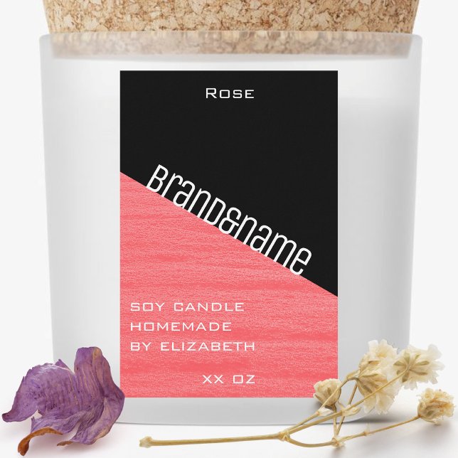 Étiquette Pour Bocaux Moderne Design Rose Noir Deux Couleurs Bougies & (Créateur téléchargé)