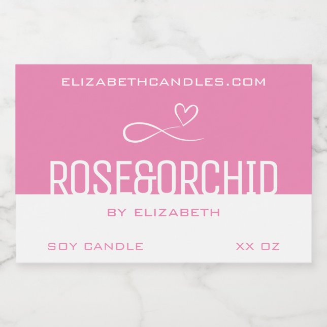 Étiquette Pour Bocaux Moderne élégant Simple clair rose blanc bougie & (Étiquettes simples)
