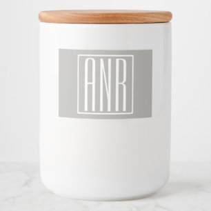 Étiquette Pour Bocaux Monogramme initial Blanc sur gris clair