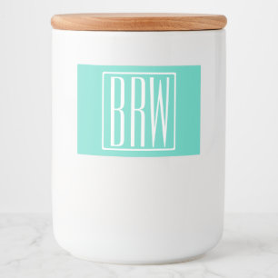 Étiquette Pour Bocaux Monogramme Initiales 3 Moderne Gras   Blanc Sur Aq
