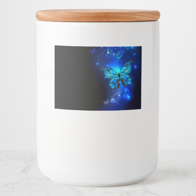 Étiquette Pour Bocaux Morpho Butterfly in the Dark Background (Devant)