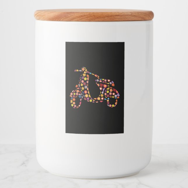 Étiquette Pour Bocaux Motif de fleurs de scooter moteur (Devant)