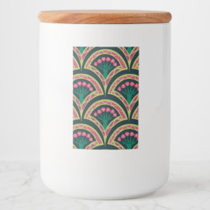 Étiquette Pour Bocaux Motif de ventilateur floral rose et vert