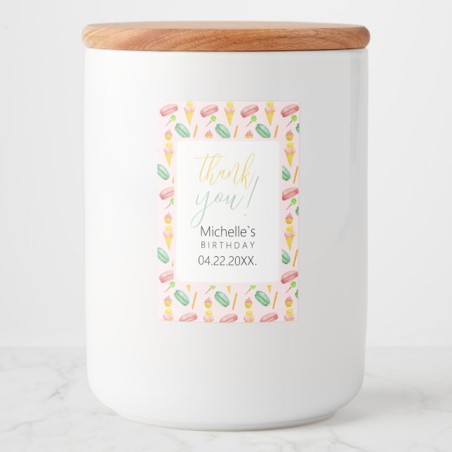 Étiquette Pour Bocaux Motif d'illustration d'aquarelle de la fête d'été (Devant)