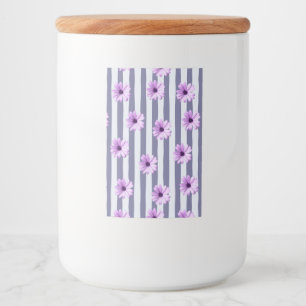 Étiquette Pour Bocaux motif rayé avec des pâquerettes violettes