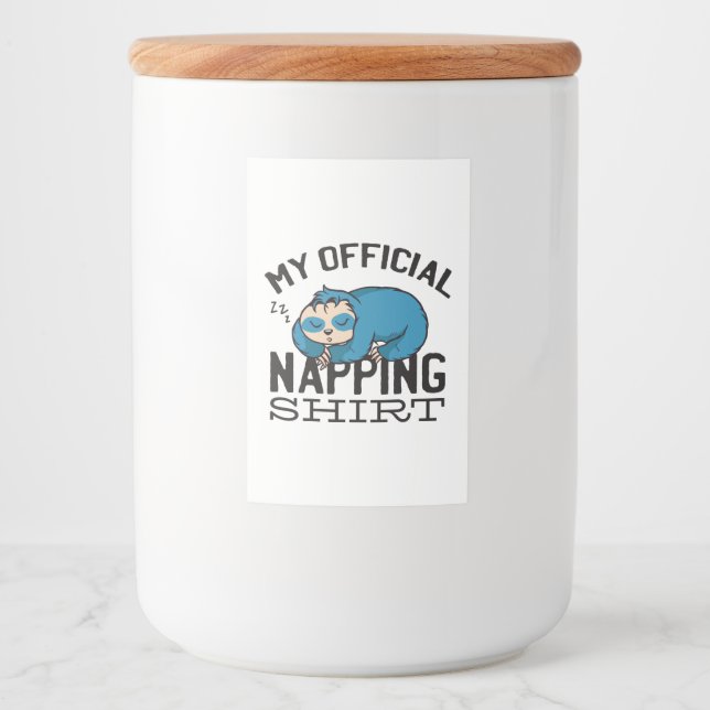 Étiquette Pour Bocaux My official napping shirt - Lazy sleeping Sloth (Devant)