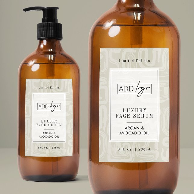 Étiquette Pour Bocaux Neutral Bohemian Beige Waterproof Product Label (modern pastel cream cosmo bottle waterproof label with your logo and customizable colors)