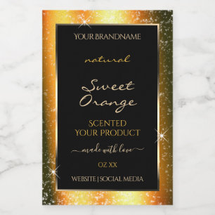 Étiquette Pour Bocaux Noble Orange Sparkle Parties scintillant Cadre Éti
