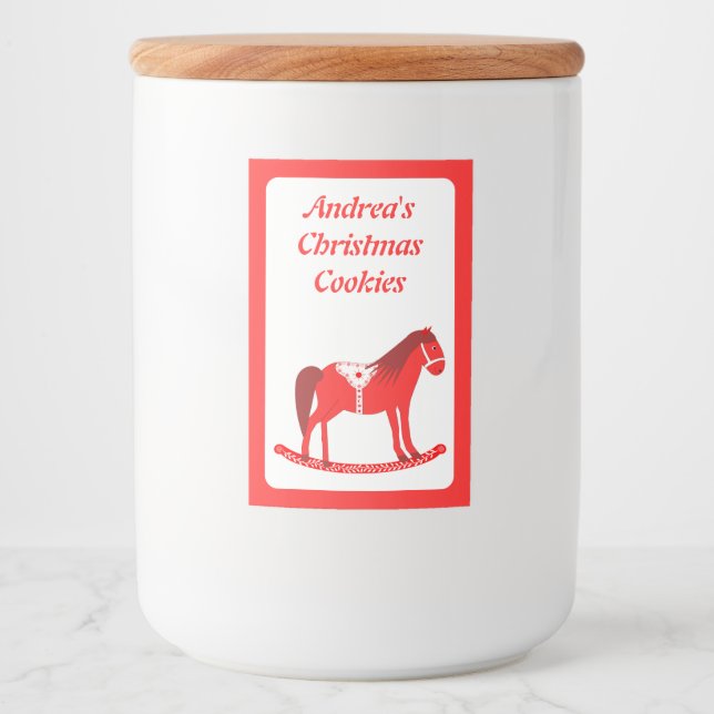 Étiquette Pour Bocaux Noël scandinave Cheval Rocse Custom (Devant)