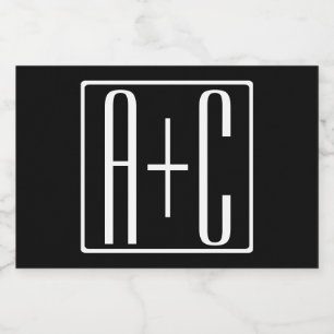 Étiquette Pour Bocaux Noir & Blanc   Initiales de couple