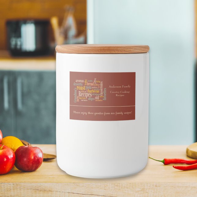 Étiquette Pour Bocaux Nom de famille Burnt Umber Recette Dire Cadeau (Family Name Burnt Umber Recipe Sayings Gift Food Label)
