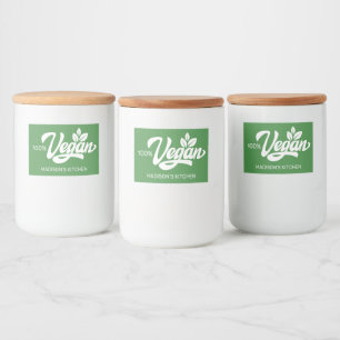 Étiquette Pour Bocaux Nom et couleur personnalisés Vegan