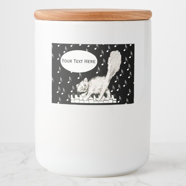 Étiquette Pour Bocaux Notes musicales pour une chanson sur le chat blanc (Devant)