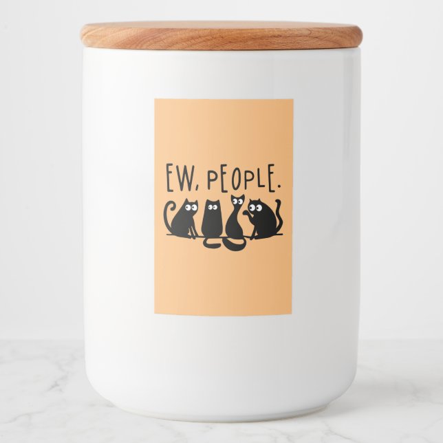 Étiquette Pour Bocaux Nouveaux gens drôle Meowny Chats Noirs (Devant)