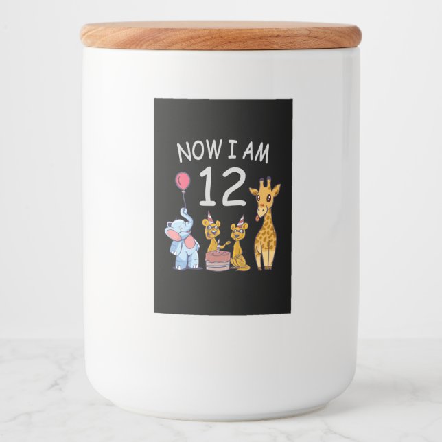 Étiquette Pour Bocaux Now I am 12 years old 12th Birthday at the Zoo (Devant)