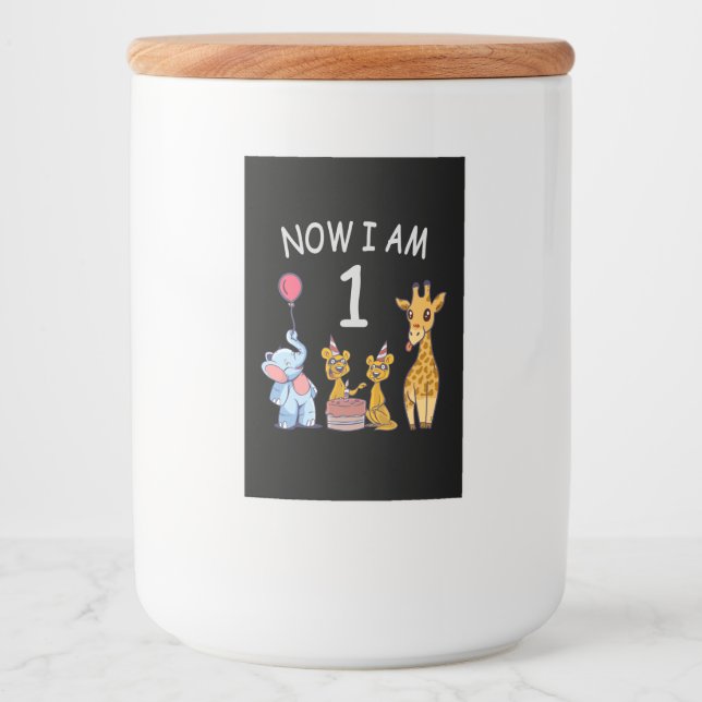 Étiquette Pour Bocaux Now I am 1 year old 1st Birthday at the Zoo (Devant)