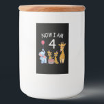 Étiquette Pour Bocaux Now I am 4 year old 4th Birthday at the Zoo<br><div class="desc">Happy 4th Birthday. Funny and lovely Kids Birthday design with a cute Elephant,  two ferrets and a giraffe celebrating your birthday at the zoo.</div>