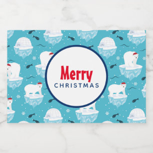 Étiquette Pour Bocaux Ours polaires mignons à Santa Hats Motif de Noël