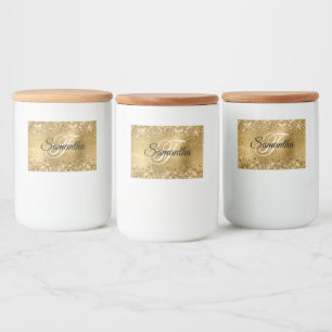 Étiquette Pour Bocaux Paillettes Or Pailleté Fancy Monogramme