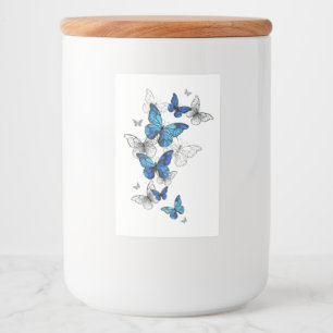 Étiquette Pour Bocaux Papillons volants bleus Morpho