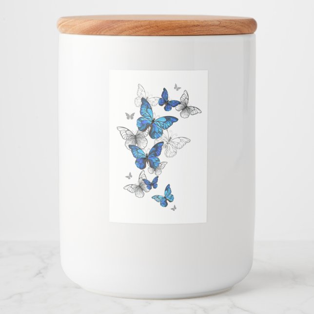 Étiquette Pour Bocaux Papillons volants bleus Morpho (Devant)