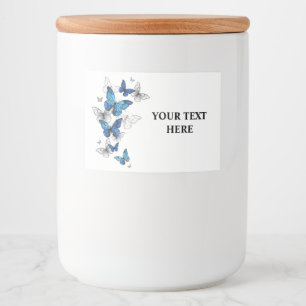 Étiquette Pour Bocaux Papillons volants bleus Morpho