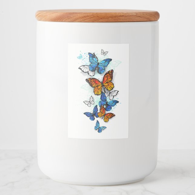 Étiquette Pour Bocaux Papillons volants Morpho et Monarch (Devant)