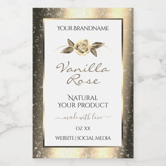 Étiquette Pour Bocaux Parties scintillant or glamour Floral Blanc produi (Étiquettes simples)