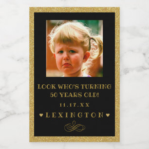 Étiquette Pour Bocaux Parties scintillant photo anniversaire Look Mini É