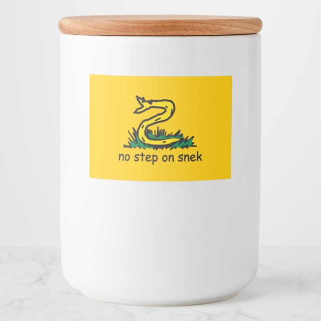 Étiquette Pour Bocaux Pas de pas sur les mèmes de snek parodie de Gadsde (Devant)