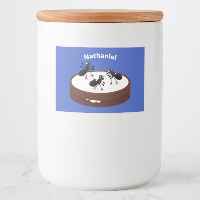Étiquette Pour Bocaux Patinage sur glace de fourmis joyeuses sur dessin  (Devant)