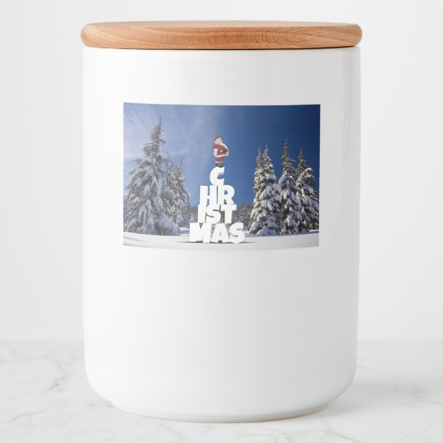 Étiquette Pour Bocaux Paysage d'hiver de Noël (Devant)