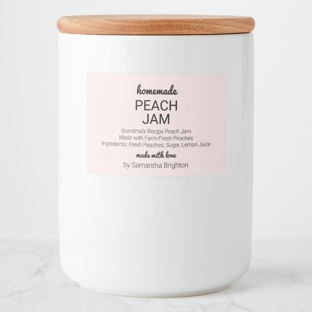 Étiquette Pour Bocaux Peach Jam Cuisine Pantry Mason Jar Canne (Devant)
