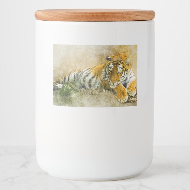 Étiquette Pour Bocaux Peinture sur tigre (Devant)