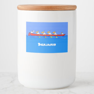 Étiquette Pour Bocaux Pélicans drôles faisant de l'aviron illustration d