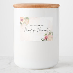 Étiquette Pour Bocaux Peony and Gold Bloom Maid of Honor Candle Étiquet