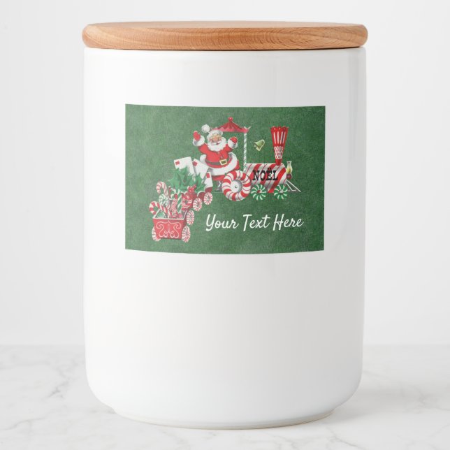 Étiquette Pour Bocaux Père Noël sur Pepperment Candy Train Dark Green (Devant)